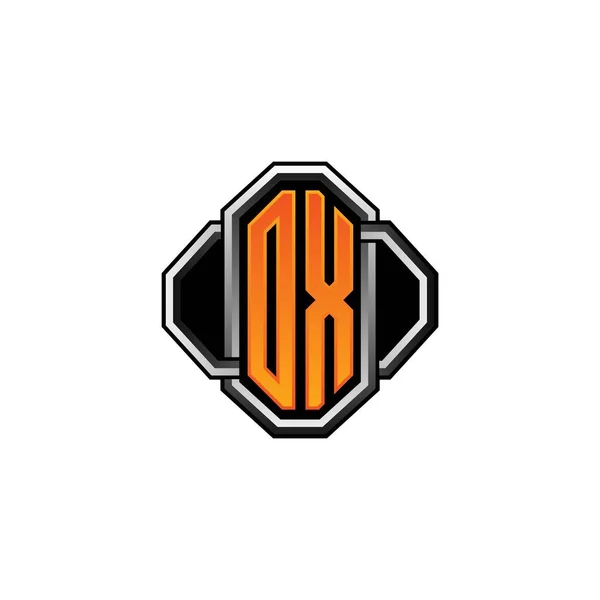Logosu Ilk Monogramda Oyun Klasik Şekli Yuvarlak Stili Izole Edilmiş — Stok Vektör