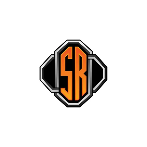 Logo Initial Monogramm Mit Gaming Vintage Form Und Linie Abgerundet — Stockvektor