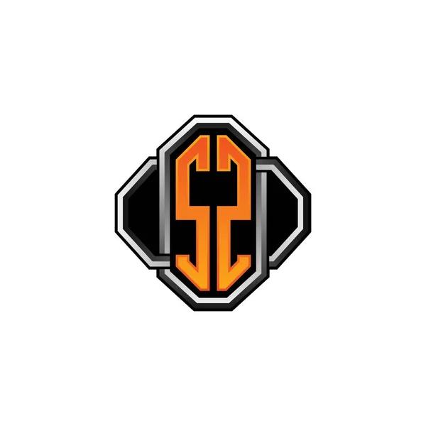 Logo Eerste Monogram Met Gaming Vintage Vorm Lijn Afgeronde Stijl — Stockvector