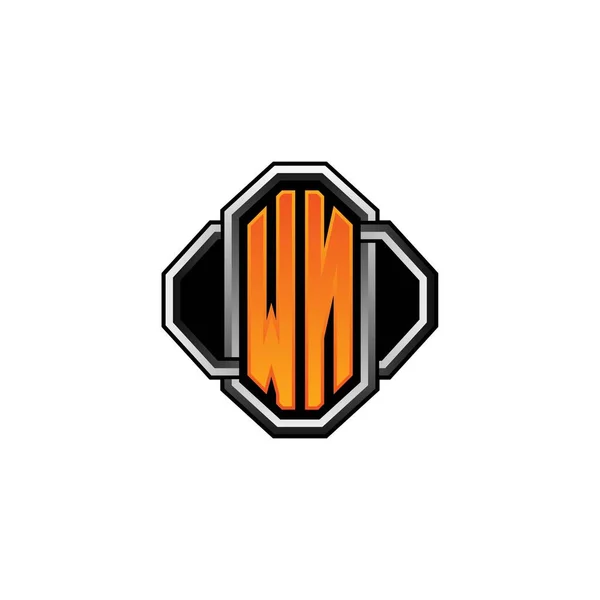 Logosu Ilk Monogramda Oyun Klasik Şekli Yuvarlak Stili Izole Edilmiş — Stok Vektör
