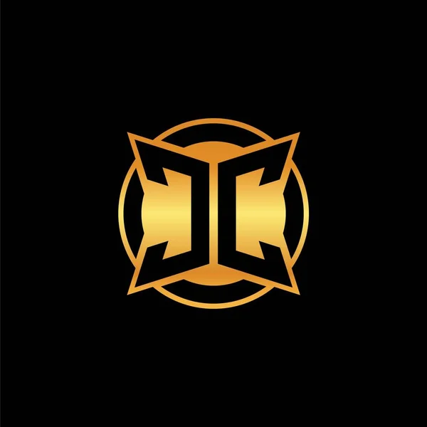 Первоначальная Монограмма Логотипа Геометрическим Дизайном Золотой Формы Изолированном Фоне Стиль — стоковый вектор
