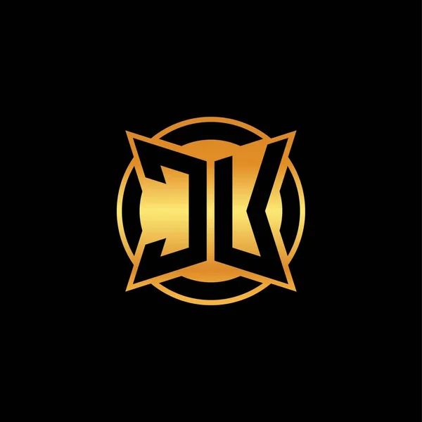 Первичная Монограмма Логотипа Геометрическим Дизайном Золотой Формы Изолированном Фоне Золотой — стоковый вектор