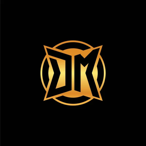 Monogramme Initial Logo Avec Motif Géométrique Forme Dorée Arrière Plan — Image vectorielle