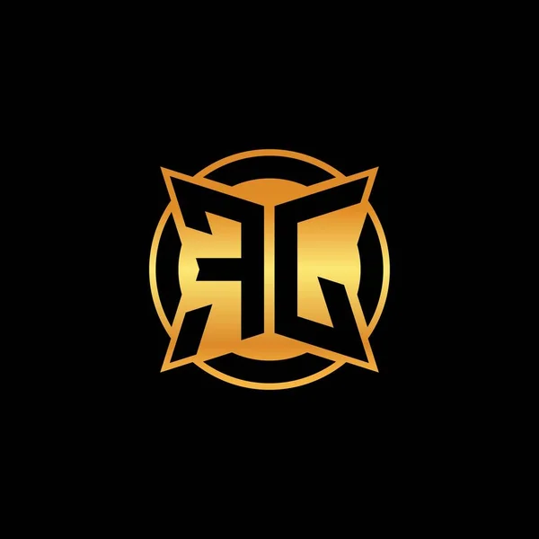 Первоначальная Монограмма Логотипа Геометрическим Дизайном Золотой Формы Изолированном Фоне Золотой — стоковый вектор