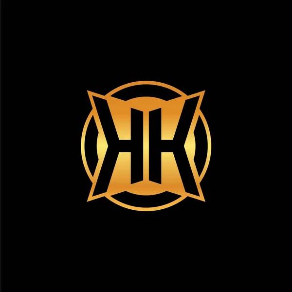 Monograma Inicial Logotipo Com Design Estilo Geométrico Forma Dourada Fundo — Vetor de Stock