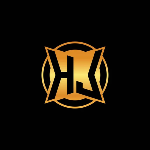 Logo Počáteční Monogram Geometrický Zlatý Tvar Stylu Designu Izolovaném Pozadí — Stockový vektor