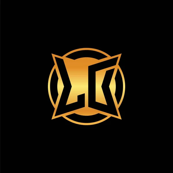 Logotipo Monograma Inicial Com Design Estilo Geométrico Forma Dourada Fundo —  Vetores de Stock