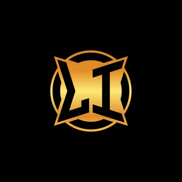 独立した背景に幾何学的な黄金の形状スタイルのデザインとLiのロゴの初期のモノグラム 金の幾何学的な形状のスタイル 金と黄金のモノグラム — ストックベクタ