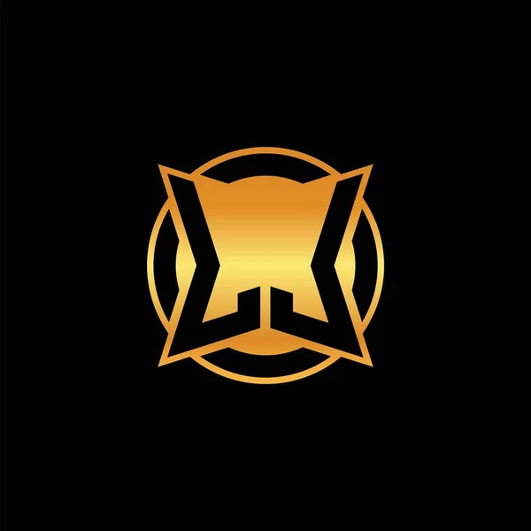Llロゴは 独立した背景に幾何学的な黄金の形状スタイルのデザインを持つ初期のモノグラム 金の幾何学的な形状のスタイル 金と黄金のモノグラム — ストックベクタ