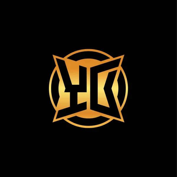 Logotyp Första Monogram Med Geometrisk Gyllene Form Stil Design Isolerad — Stock vektor