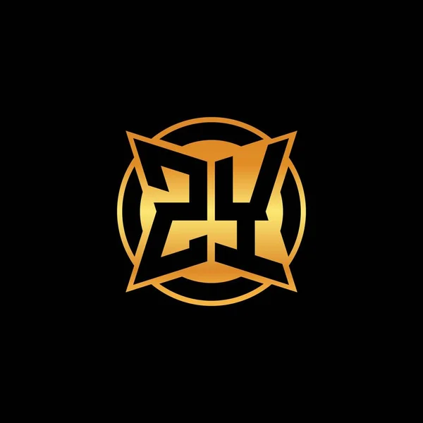 Logo Eerste Monogram Met Geometrische Gouden Vorm Ontwerp Geïsoleerde Achtergrond — Stockvector