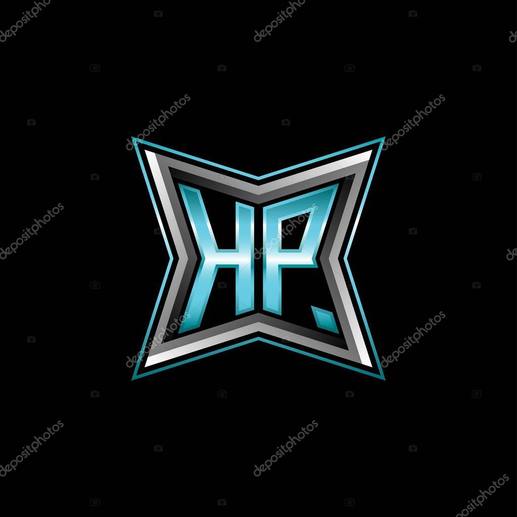 HP Monogram logo letter with modern geometric style design. Geometric shape rounded, circle rectangle and triangle shape logo design