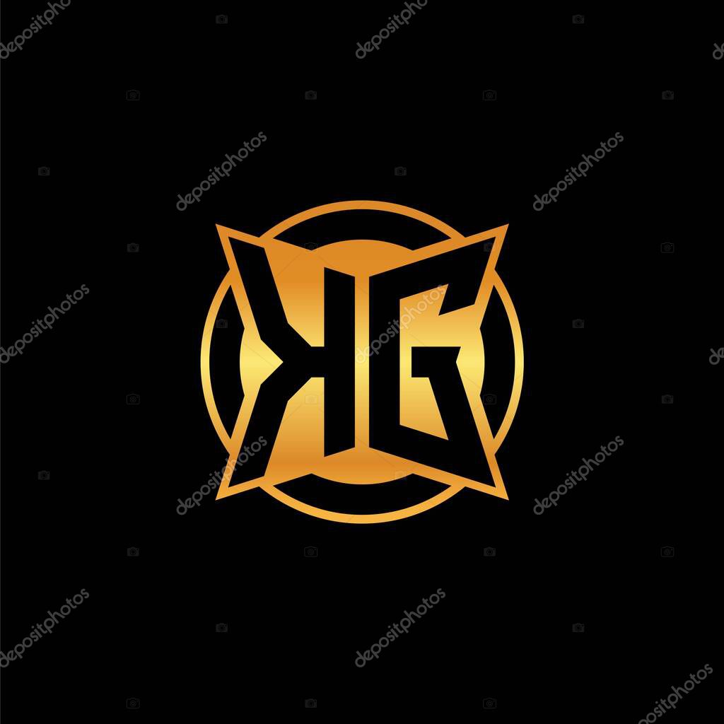KG logo initial monogram with geometric golden shape style design in isolated background, gold geometric shape style, gold and golden monogram