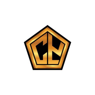 İzole arka plan, altın geometrik şekil, altın geometrik şekil, altın ve altın monogram geometrik tasarımı ile CY ilk monogram
