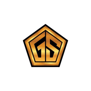GS ilk logosu geometrik altın şekil tasarımı ile izole arkaplan, altın geometrik şekil, altın ve altın monogram