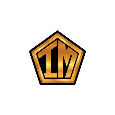 İm logosu geometrik altın şekil tasarımı ile izole arkaplan, altın geometrik şekil, altın ve altın monogram