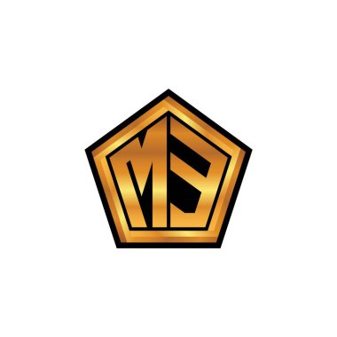 İzole arka plan, altın geometrik şekil, altın geometrik şekil, altın ve altın monogram geometrik tasarımı ile ME ilk monogram
