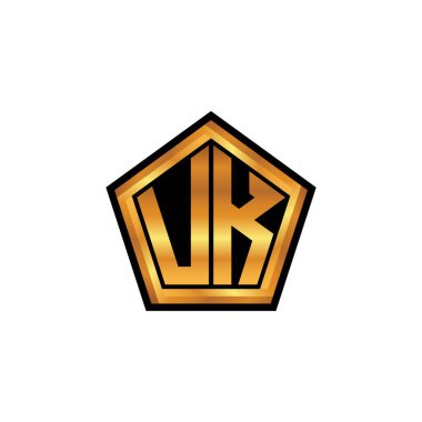 İzole arkaplan, altın geometrik şekil, altın geometrik şekil, altın ve altın monogram ile Geometrik Altın Şekil Tasarımı ile İngiltere logosu