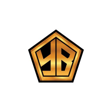YB logosu geometrik altın şekil tasarımı ile izole arkaplan, altın geometrik şekil, altın ve altın monogram