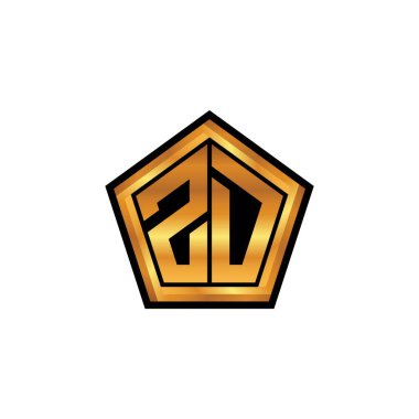 ZD logosu, izole arkaplanda geometrik altın şekilli tasarım, altın geometrik şekil, altın ve altın monogramlı.