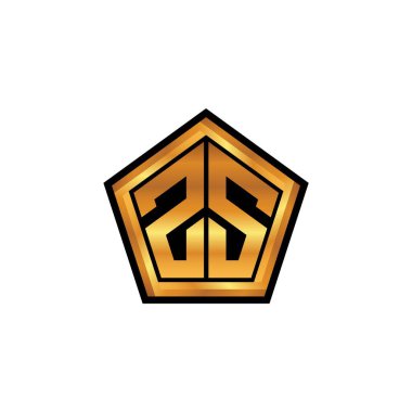 ZS logosu, izole arka planda geometrik altın şekilli tasarım, altın geometrik şekil, altın ve altın monogram ile ilk monogram