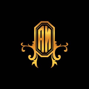 An Monogram logo harfi modern geometrik altın stil tasarımı. Logo süsü, klasik monogram altın, süslemeli logo harfi.
