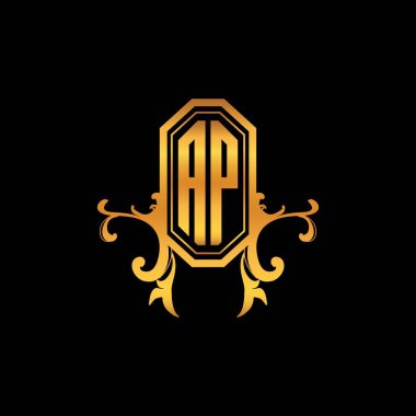 AP monogram logo harfi modern geometrik altın stil tasarımı. Logo süsü, klasik monogram altın, süslemeli logo harfi.