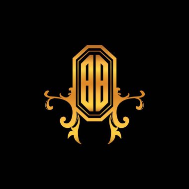 BB Monogram logo harfi modern geometrik altın stil tasarımı. Logo süsü, klasik monogram altın, süslemeli logo harfi.