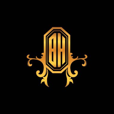 BH Monogram logo mektubu, modern geometrik altın stil tasarımı. Logo süsü, klasik monogram altın, süslemeli logo harfi.