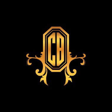 Modern geometrik altın stil tasarımlı CB Monogram logo harfi. Logo süsü, klasik monogram altın, süslemeli logo harfi.