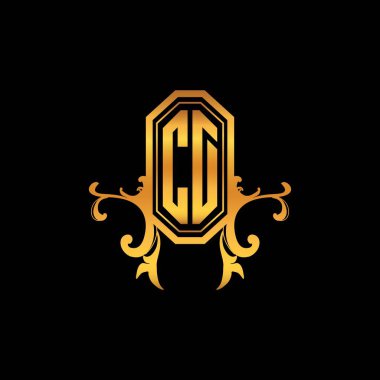 CD Monogram logo harfi modern geometrik altın stil tasarımı. Logo süsü, klasik monogram altın, süslemeli logo harfi.