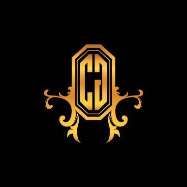 Modern geometrik altın stil tasarımlı CG Monogram logo harfi. Logo süsü, klasik monogram altın, süslemeli logo harfi.
