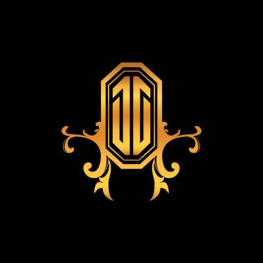 DD Monogram logo harfi ve modern geometrik altın stil tasarımı. Logo süsü, klasik monogram altın, süslemeli logo harfi.