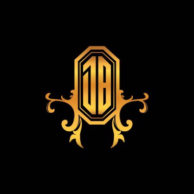 Modern geometrik altın stil tasarımlı DB Monogram logo harfi. Logo süsü, klasik monogram altın, süslemeli logo harfi.