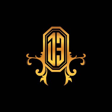 DE Monogram logo harfi modern geometrik altın stil tasarımı. Logo süsü, klasik monogram altın, süslemeli logo harfi.