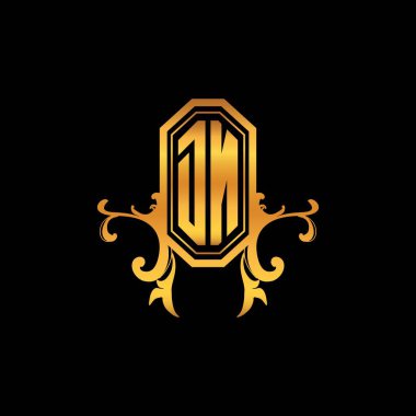 Modern geometrik altın stil tasarımlı DN Monogram logo harfi. Logo süsü, klasik monogram altın, süslemeli logo harfi.