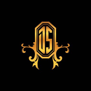 DS Monogram logo mektubu ve modern geometrik altın stil tasarımı. Logo süsü, klasik monogram altın, süslemeli logo harfi.