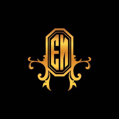 EN Monogram logo harfi modern geometrik altın stil tasarımı. Logo süsü, klasik monogram altın, süslemeli logo harfi.