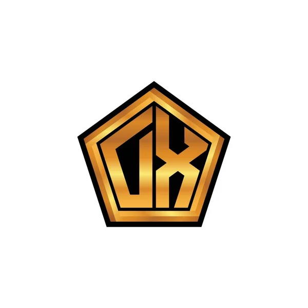 Dx标志首字母单字 几何金色 孤立背景样式 黄金几何样式 金色和金色单字图案设计 — 图库矢量图片