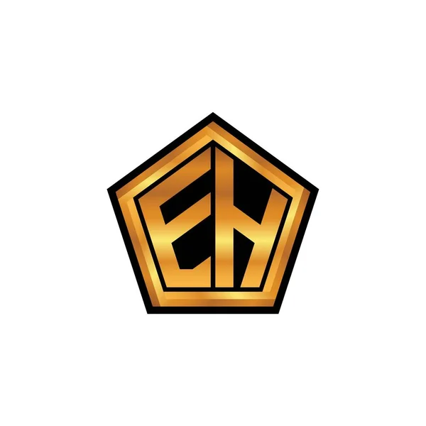 Monogramme Initial Logo Avec Motif Géométrique Forme Dorée Arrière Plan — Image vectorielle