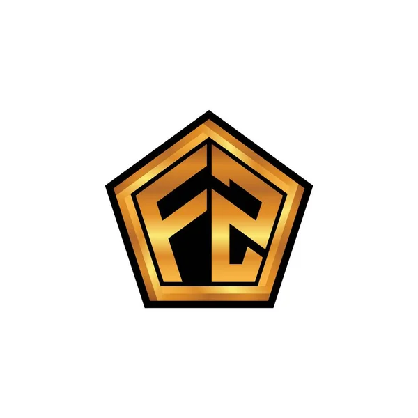 Monogramme Initial Logo Avec Forme Géométrique Dorée Arrière Plan Isolé — Image vectorielle