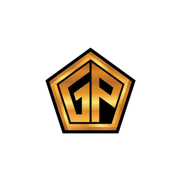 Monograma Inicial Logotipo Com Design Geométrico Estilo Forma Dourada Fundo — Vetor de Stock