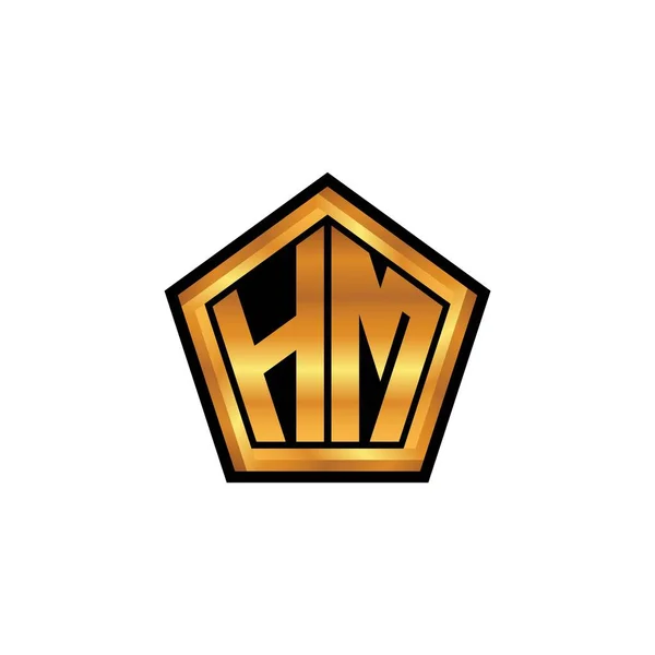 Monograma Inicial Logotipo Com Design Estilo Geométrico Forma Dourada Fundo — Vetor de Stock