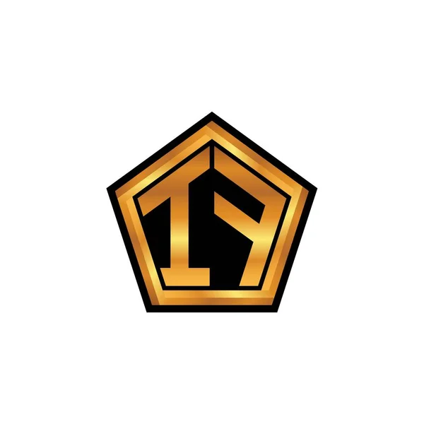 Logo Monogramme Initial Avec Design Géométrique Forme Dorée Arrière Plan — Image vectorielle