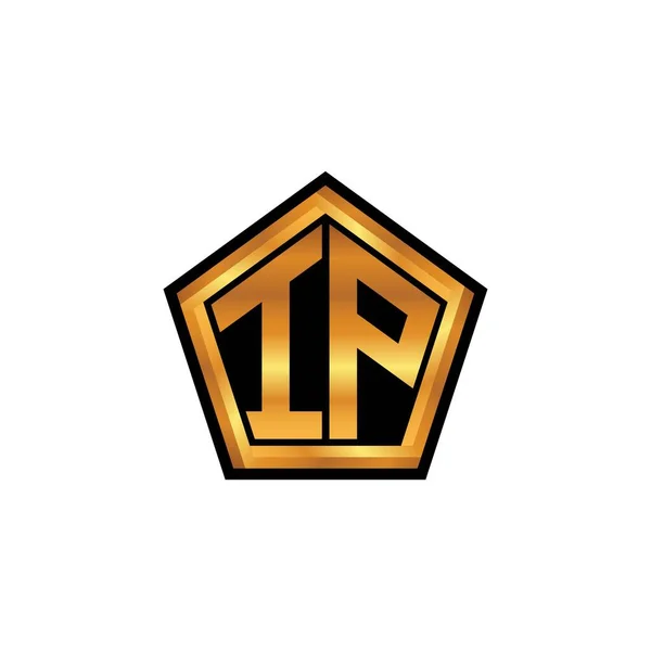 Λογότυπο Αρχικό Μονόγραμμα Γεωμετρικό Χρυσό Σχήμα Στυλ Σχεδιασμού Απομονωμένο Φόντο — Διανυσματικό Αρχείο