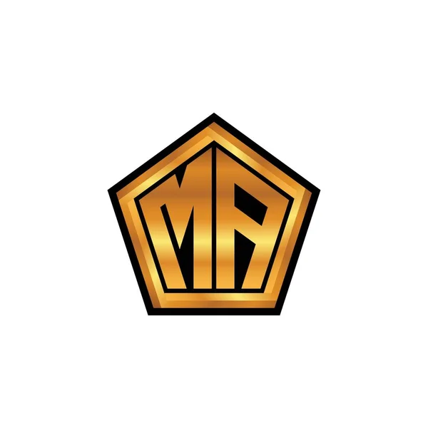 Logotipo Monograma Inicial Con Diseño Estilo Geométrico Forma Dorada Fondo — Archivo Imágenes Vectoriales