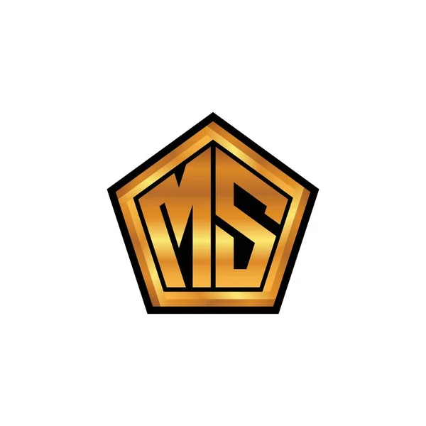 Logo Eerste Monogram Met Geometrische Gouden Vorm Ontwerp Geïsoleerde Achtergrond — Stockvector