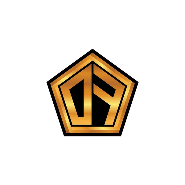 Monogramme Initial Logo Avec Motif Géométrique Forme Dorée Arrière Plan — Image vectorielle
