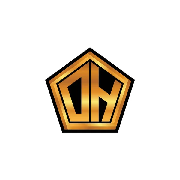 Początkowy Monogram Logo Geometrycznym Wzorem Złotego Kształtu Odosobnionym Tle Złoty — Wektor stockowy