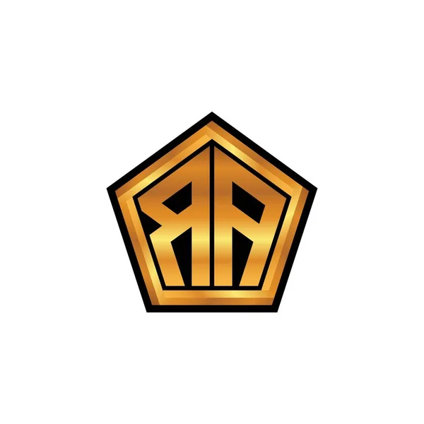 Początkowy Monogram Logo Geometrycznym Złotym Kształtem Odosobnionym Tle Złotym Geometrycznym — Wektor stockowy
